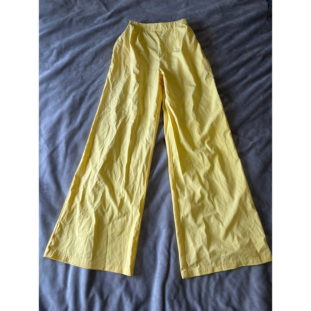 Unbranded Yellow Wide Leg High Waisted Flowy Lightweight Pants Small